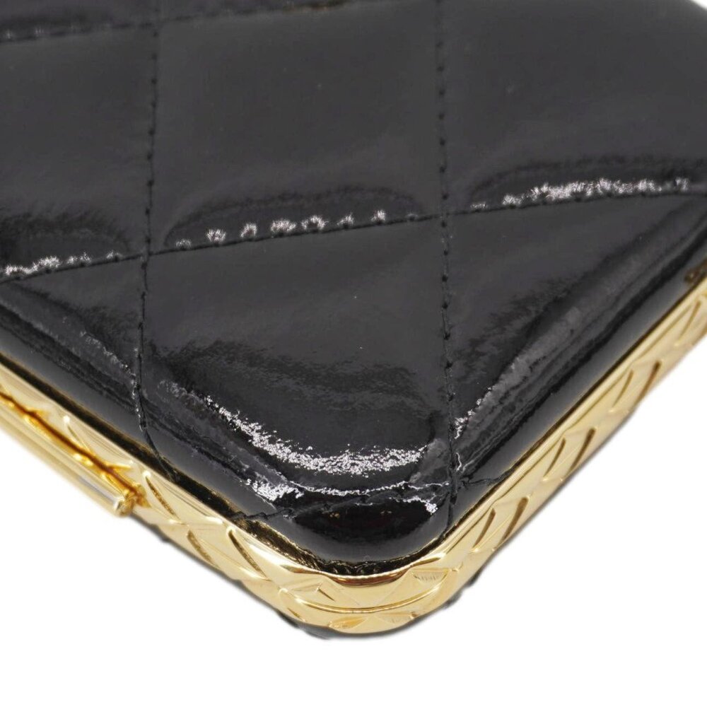 Chanel  Framed Box Mini Quilted Patent Leather Chain Clutch Bag Black - Picture 11 of 14